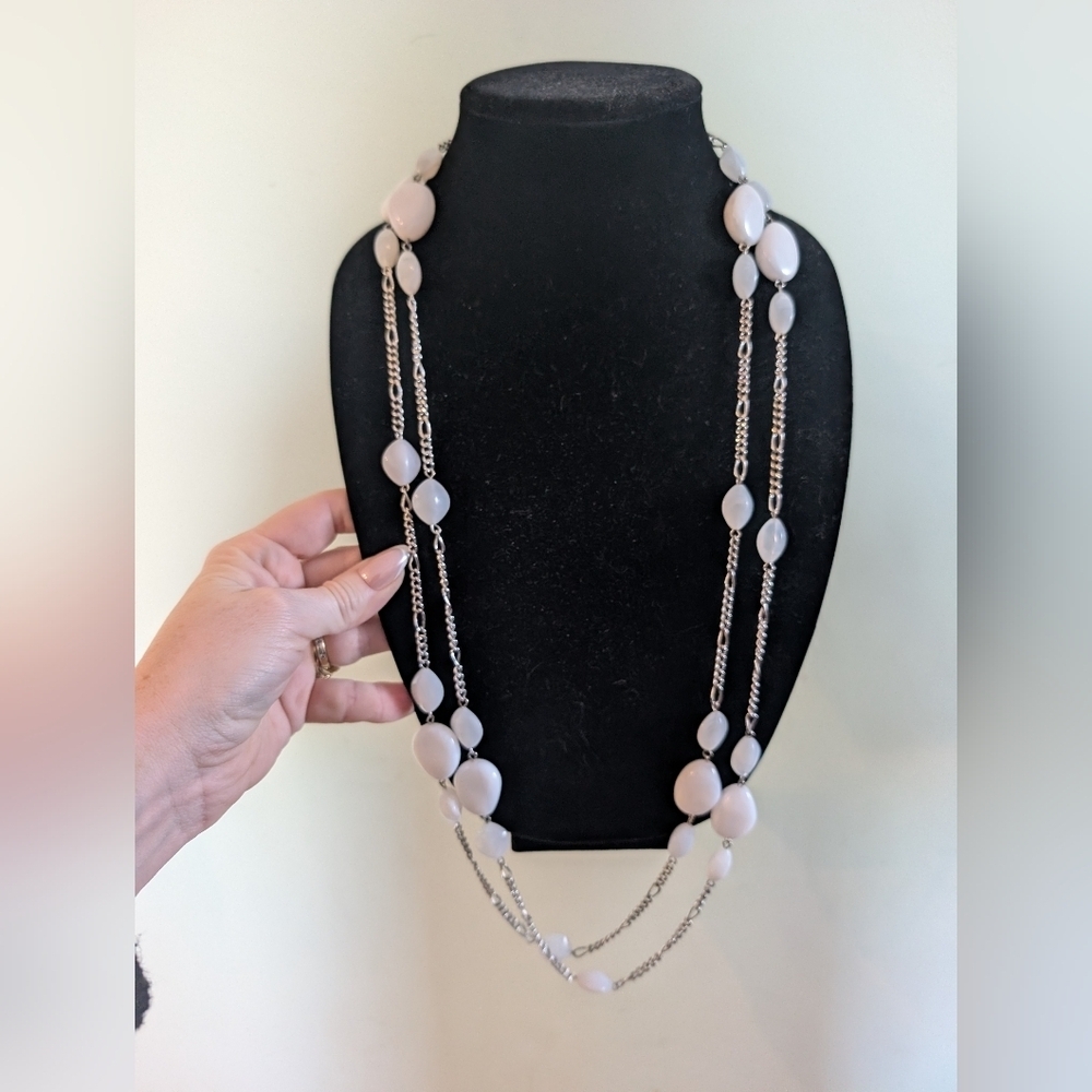 Vintage Silver and White Stone Necklace